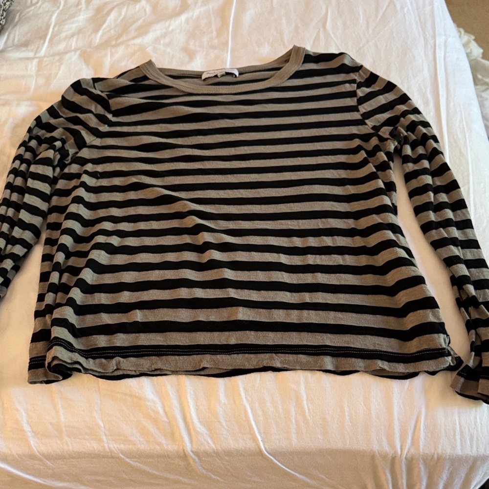 Michael Stars Black and Tan Striped Top